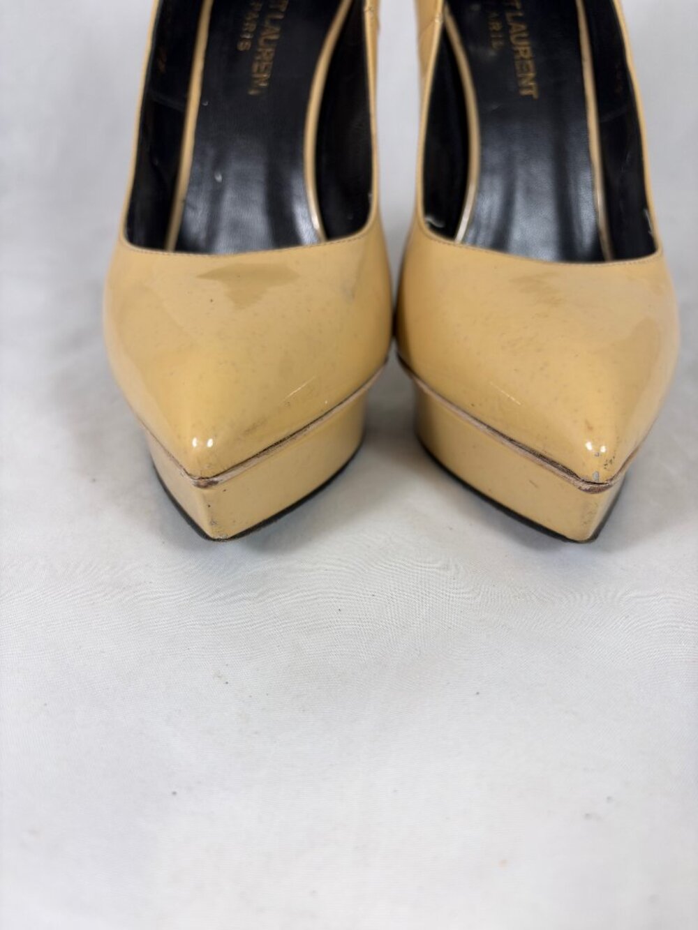 Saint Laurent Janis 105 Patent Leather Platform Pumps Nude REPAIR DYE PROJECT - Picture 4 of 13